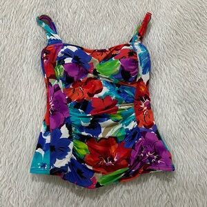 Floral bright colorful swimsuit top size 8
